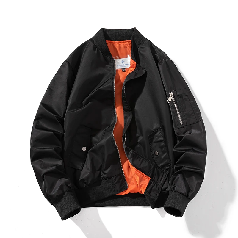 Bomber Jacket Men 2022 Fashion Harajuku Streetwear Hip Hop Embroidered Air Force Pilot Coat Casual Stand Collar Baseball Uniform