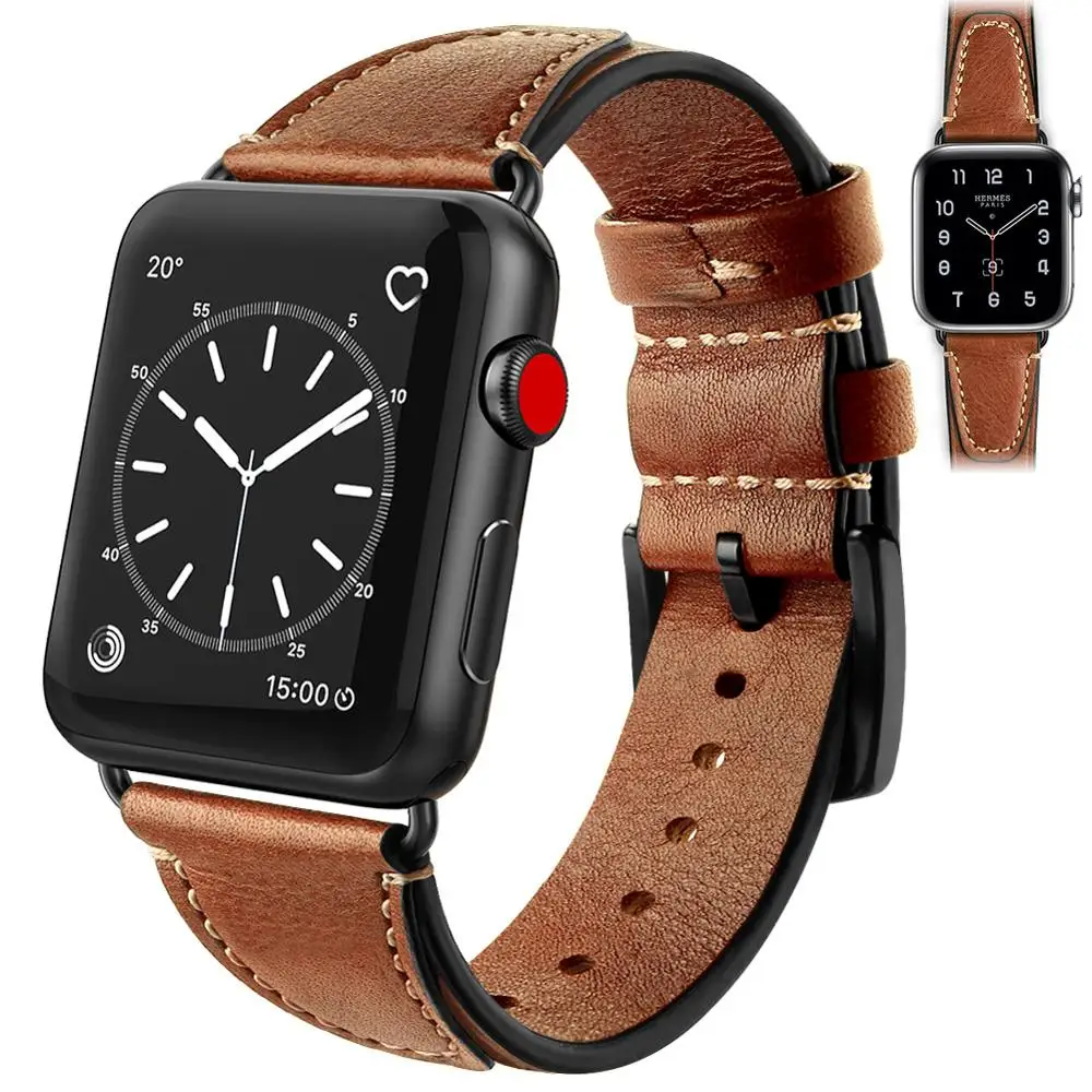 Vintage style leather strap for Apple Watch Band 42mm 44mm iwatch 40mm 38mm bracelet wristbelt for apple watch series 6 SE 5 4 3
