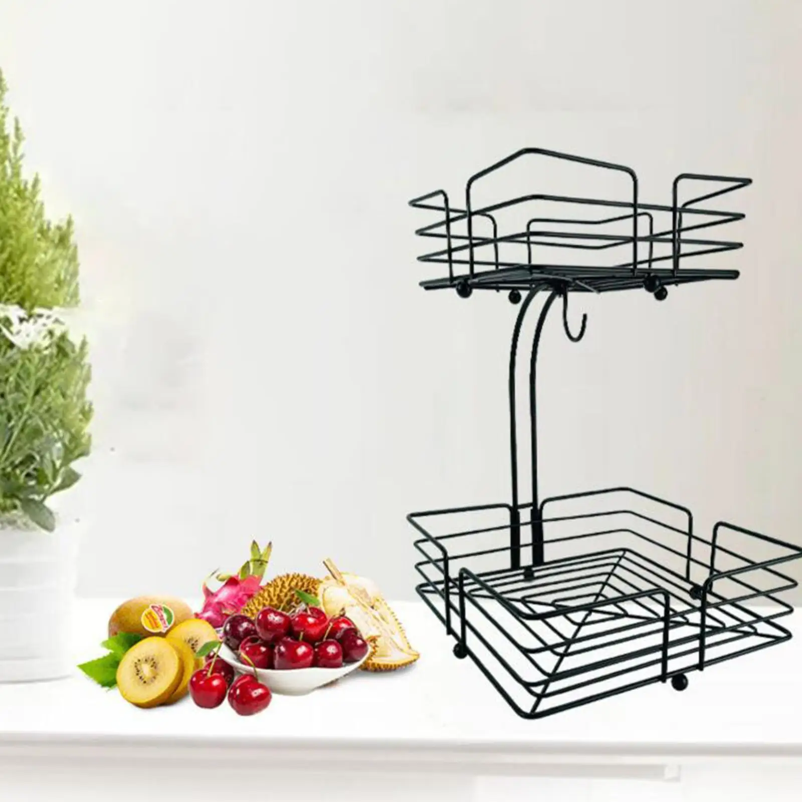

Detachable 2 Tier Fruit Baskets Baskets Stand Heavy Duty Kitchen Countertop Fruit Rack for Fruits