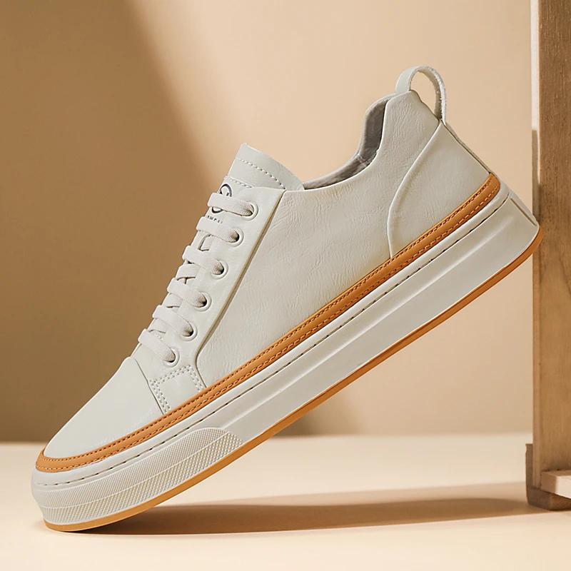 Фирменные мужские кожаные кроссовки повседневные теннисная обувь на плоской