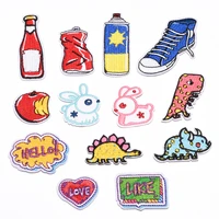 100pcslot luxury anime embroidery patch rabbit dinosaur drink sneaker letter clothing decoration accessory craft diy applique