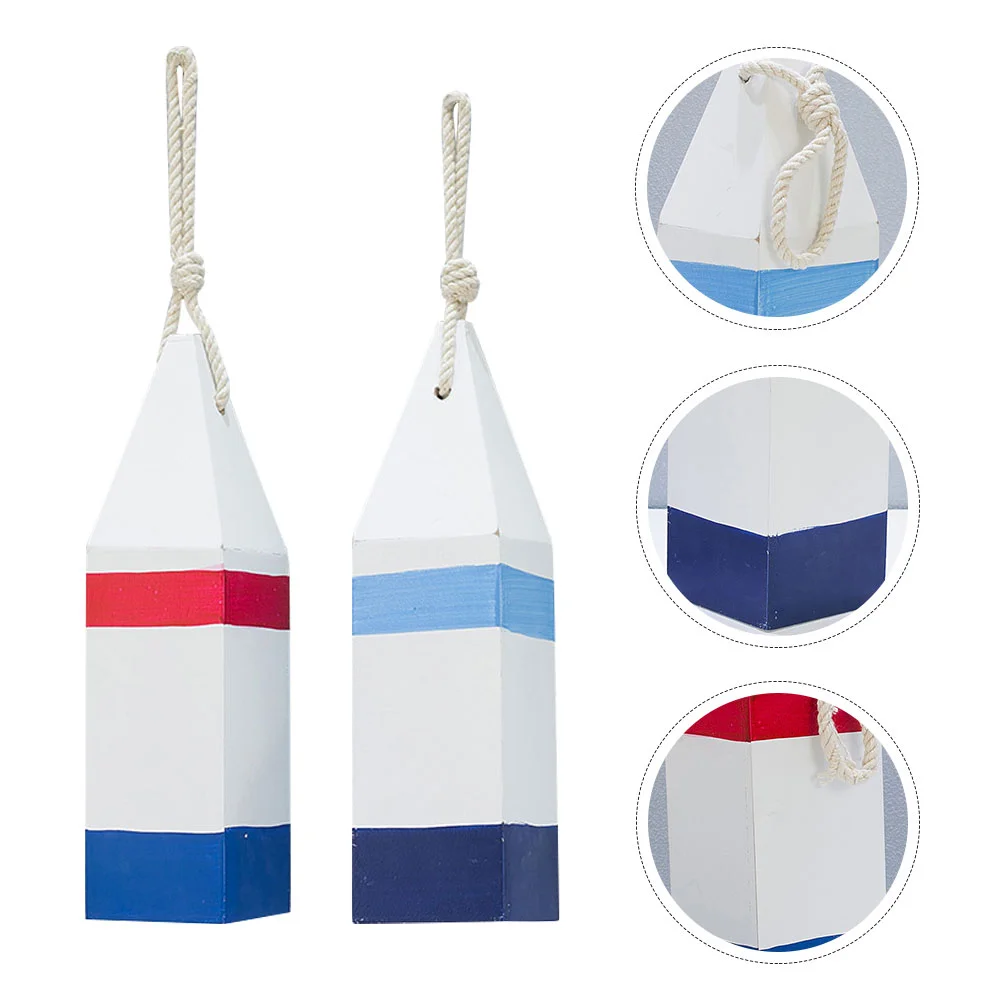 

2 Pcs Fish Sign Wooden Pendant Nautical Hanging Ornament Mediterranean Decor Wall Ornaments Vintage Home Style Crafts