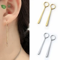 925 sterling silver needle geometric oval gold earrings for women fashion personality pendant hoop earrings premium jewelry gift