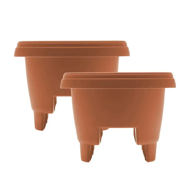 

Resin Round Deck Rail Planter 2-Pack - Terra Cotta Color Planting mat Planter Seedling lables plastic Garden pots & planters Pla