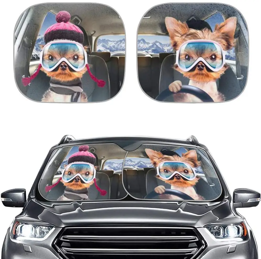 

POLERO Car Sun Shade for Windshield, Funny Dog Driving Print Auto Window Sunshade,Blocks UV Rays to Keep Your Vehicle Cool and D