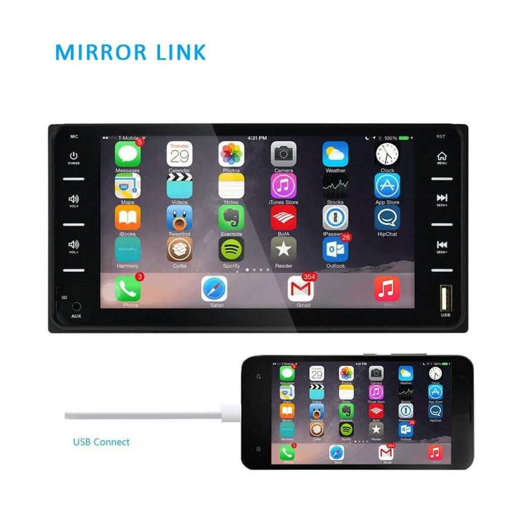 

7\" HD Car Stereo Radio 2 Din Android/IOS Bluetooth MP3 MP5 DVD Multimedia Player FM/TF/USB AUX IN Rear View Camera For Toyota
