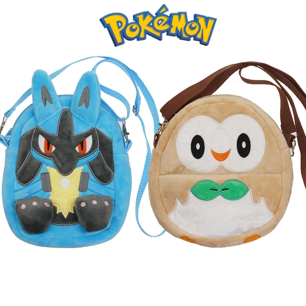 

New Pokemon Anime Toys Rowlet Lucario Plush Toys Shoulder Bag Cute Coin Purse Soft Messenger Bag Single Shoulder Bag Girls Gifts