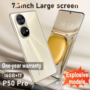 new p50 pro global version 7 3inch smartphone 6800mah hd screen 16512gb cell phone support 45g android 12 network celular free global shipping