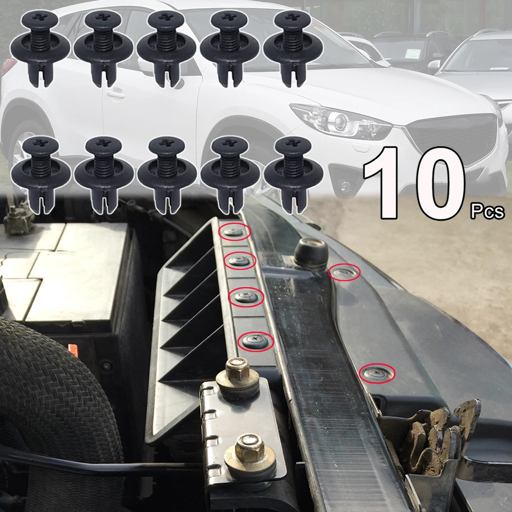 10 шт. для Mazda3 Mazda2 2008 - 2014 Mazda5 Mazda6 Mazda CX-7 ER автомобильные колесные арки подкладки винтовые фиксаторы бампера грязеотталкивающие отделочные зажимы