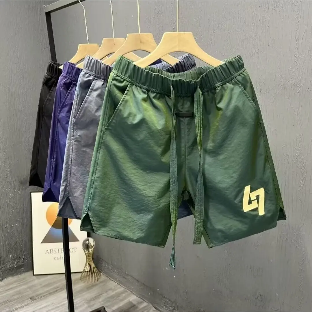 Summer Thin Ice Silk Casual Shorts Men's Breathable Straight-Leg Pants Plus Size Versatile Quick-Dry Fashionable Five-Minu