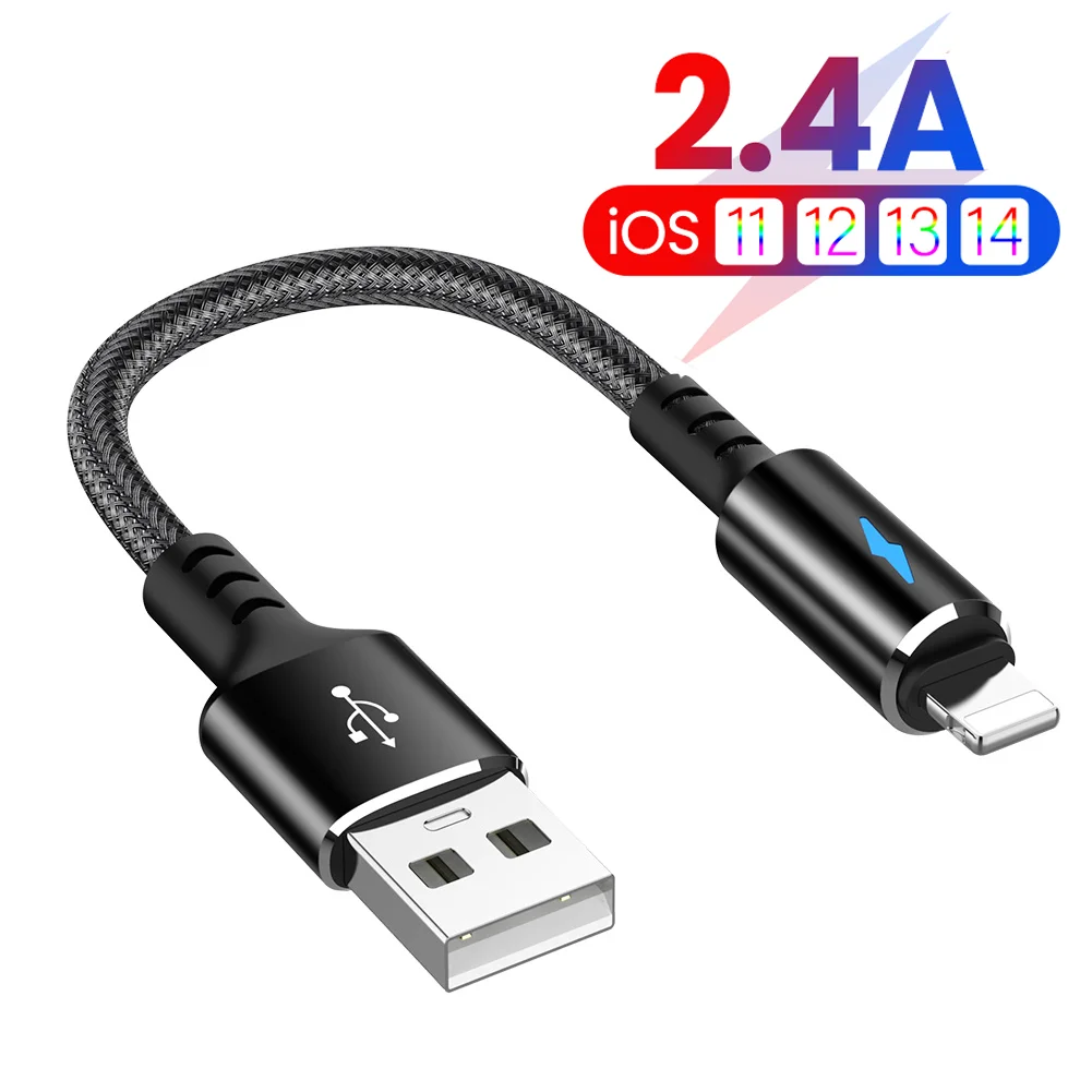 

2.4A Fast Charging Cable For iPhone Ultra Short 25cm USB Type C Cable For iPhone 14 13 12 11 USB Charge Data Wire Cord
