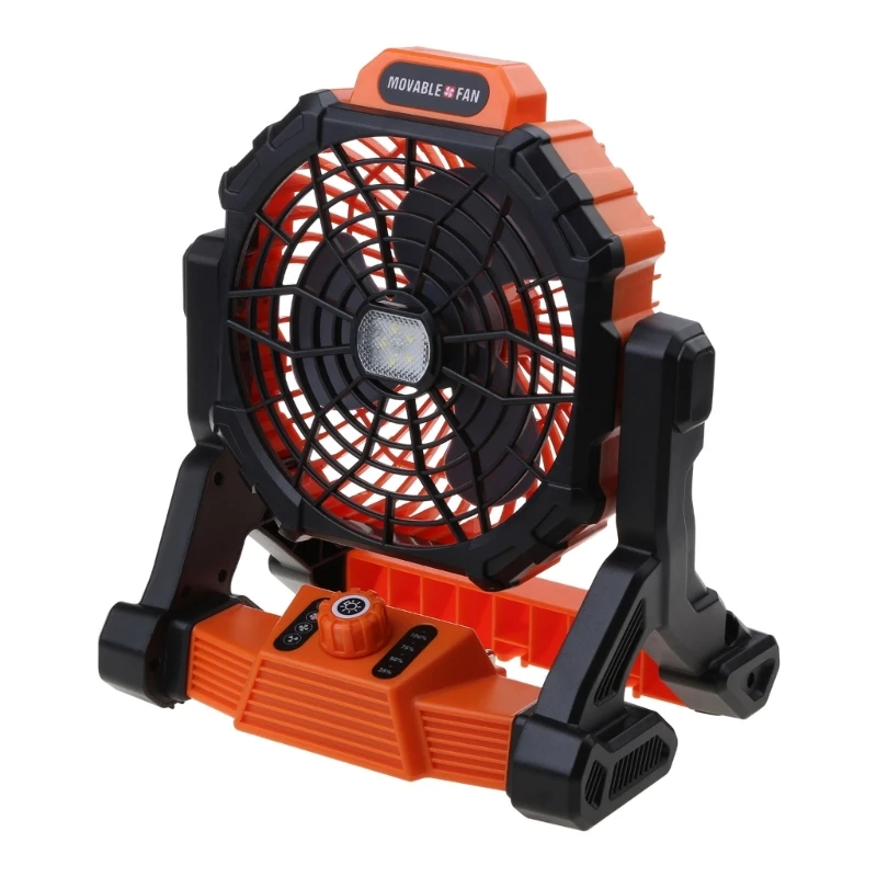 

Outdoor Portable Camping Tent Fan with LED Light 7800mAh Battery Powered Rechargeable Rotation Lantern with Hook N58B