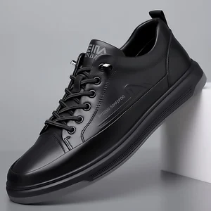 Spring and autumn new head layer cowhide casual board shoes versatile breathable soft sole sports leather men's shoes