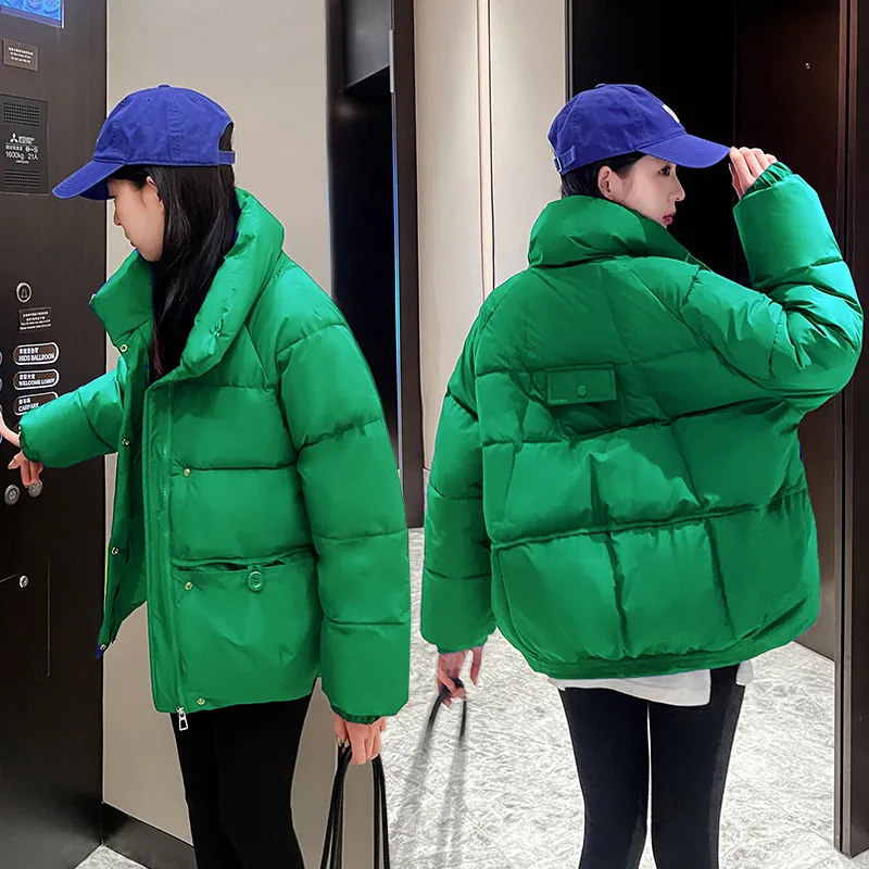 Autumn Winter Women Down Jacket Casual Parkas Korean Street Fashion Thick Coats Harajuku Solid Stand Collar Warm Female Jackets