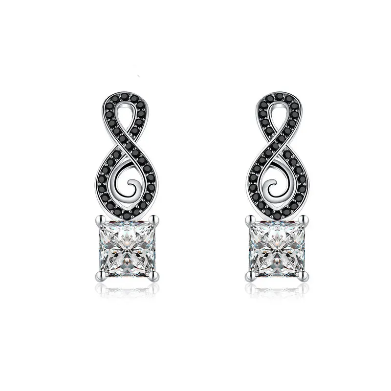 

Simple 100% Genuine 925 Sterling Silver Jewelry Black Spinel Stone Cute Party Stud Earrings for Women Bijoux Femme T132