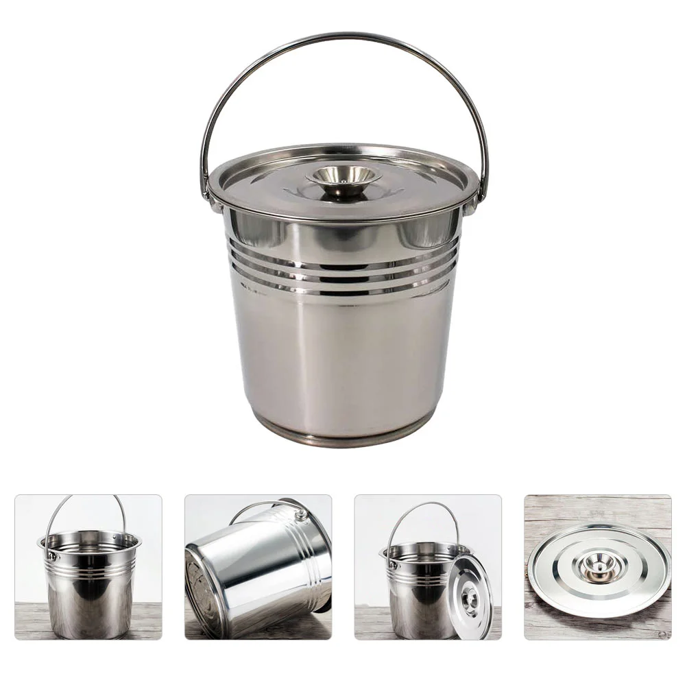 

Bucket Can Trash Metal Ice Steel Stainless Pail Water Garbage Lid Galvanized Bin Handheld Container Beer Champagne Rice Buckets