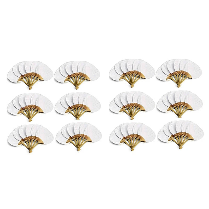 

72 Pcs/Lot Wedding White Paddle Fan For Wedding Decoration