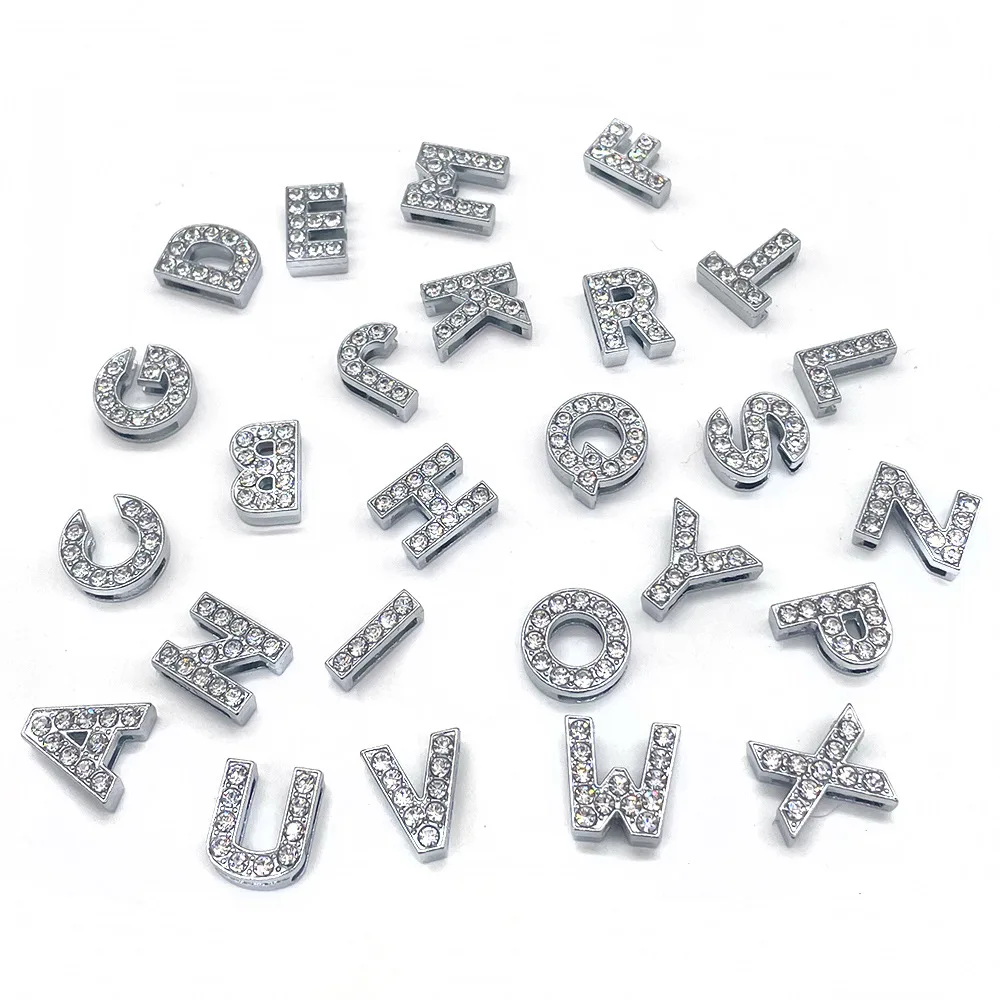 10pcs Crystal gem alphabet ornaments series Shoe Charms For Crocs Jibbitz Sandals Slippers Shoe Buckle Accessories Birthday Gift