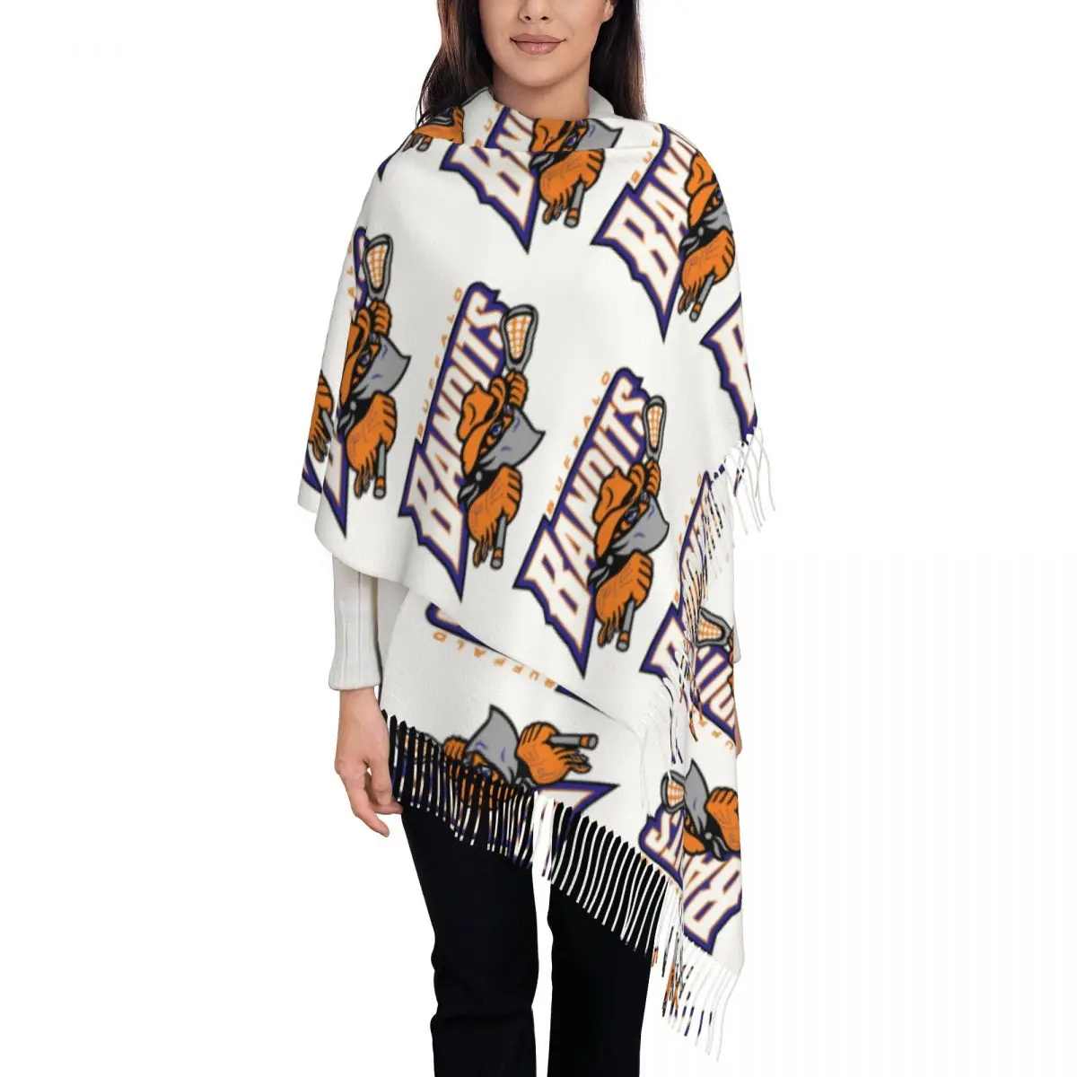 Шарф Buffalo Bandits шарфы с кисточками для женщин мягкие теплые шали и накидки длинная