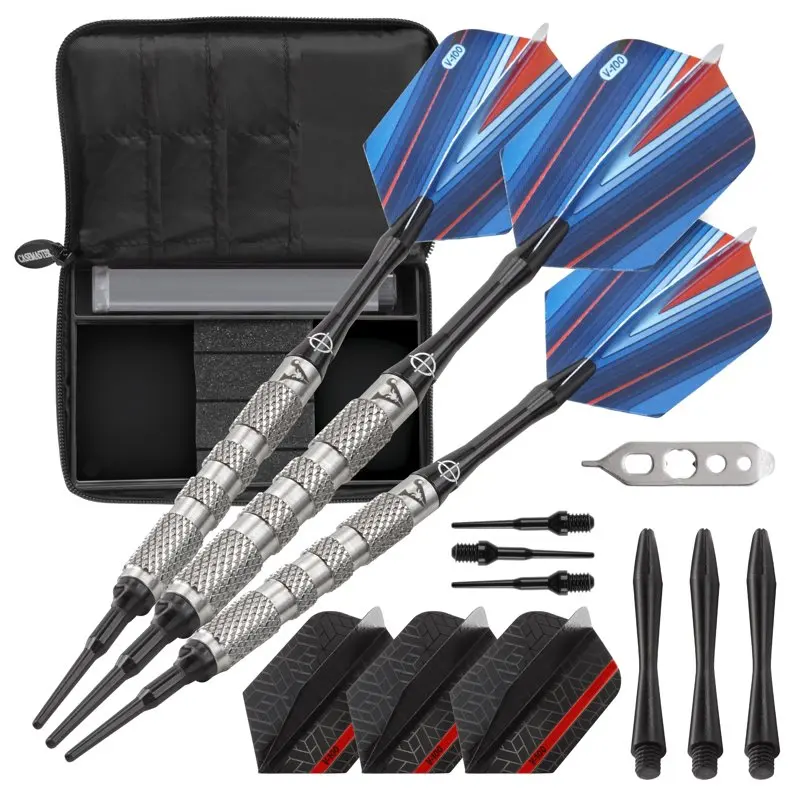 

Sidewinder Tungsten Soft Tip Darts Knurled Barrel 18 Grams and Select Blue Nylon Case Dart Board Set Wall Hanging Thickened In