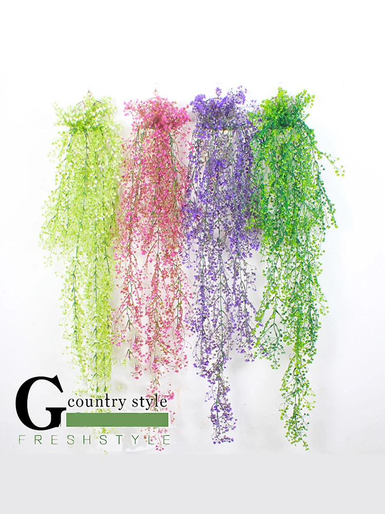 

Emulation Admiralty Willow Flowers Plant Hanging Rattan Basket Fake Silk Plant Faux Flower vine Rope Wedding Party Decoration