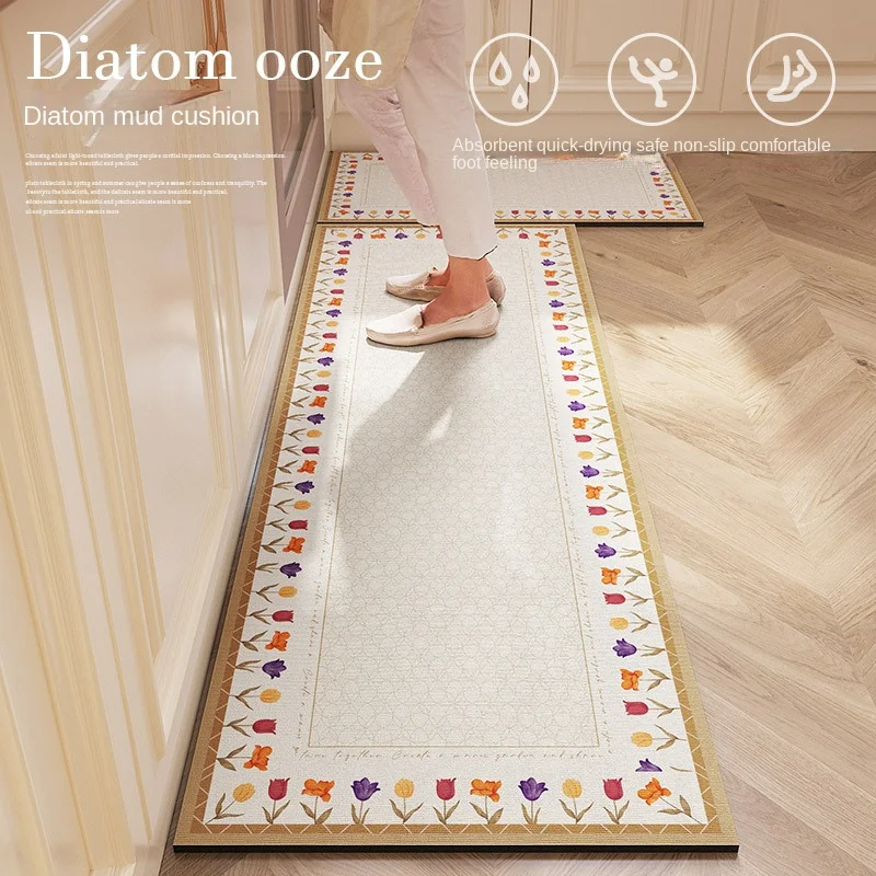 

Kitchen Mats Mat Super Non-slip Dish Mat Diatom Mud Pad Bath Pad Anti-Slip Carpet Kitchen Mats Wipeable Wash Long Strip Carpet