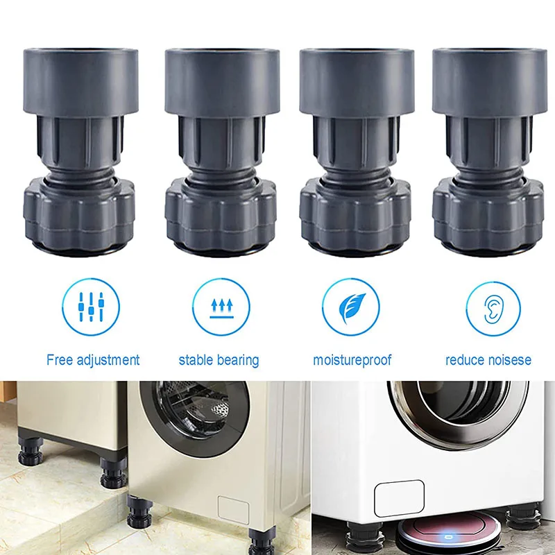 

4Pcs Adjustable Height Washing Machine Foot Pads Fixed Non-Slip Pad Support Dampers Stand Anti Vibration Refrigerator Base