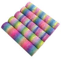 rainbow lace mesh flowers faux leather fabric sheet fine glitter shiny synthetic leatherette for sewing bows bag shoes diy set