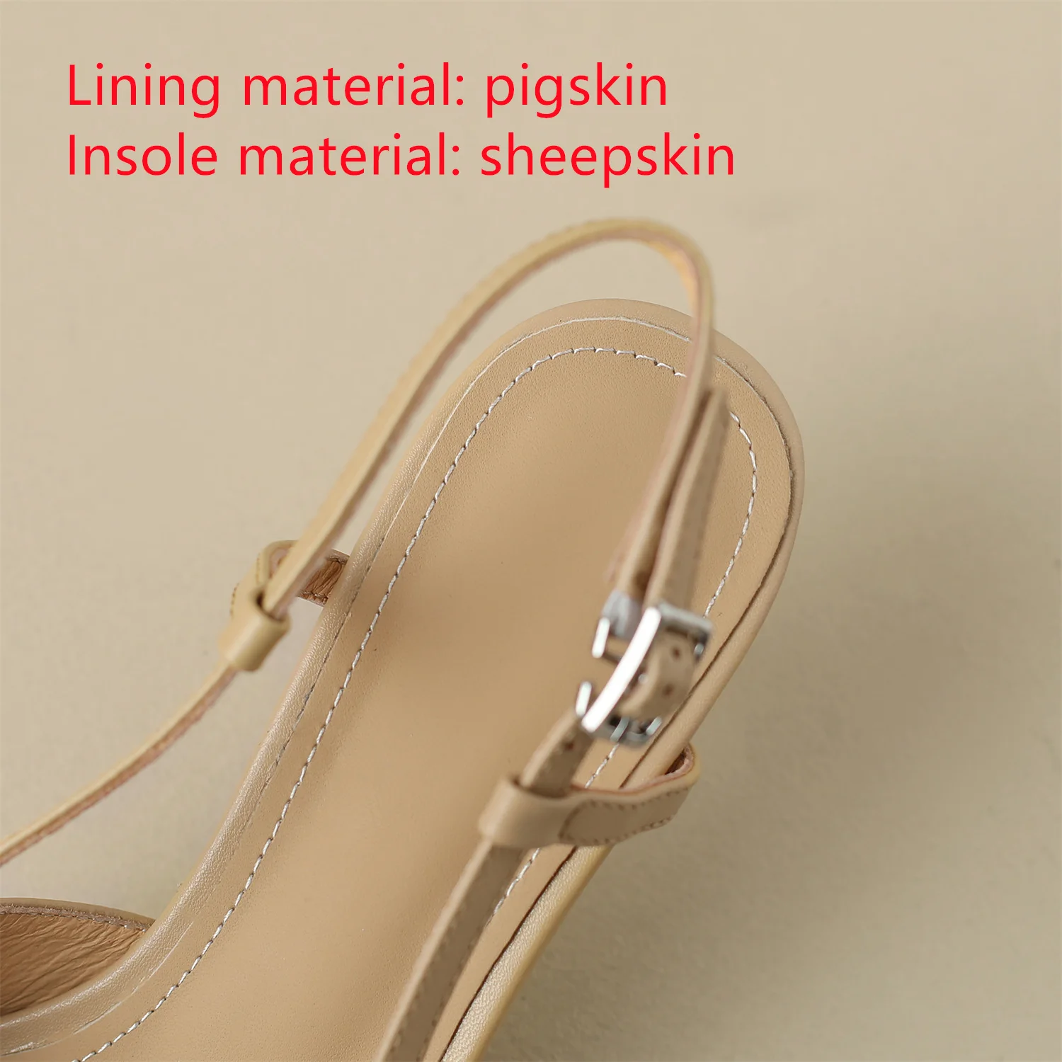 Heel Sandals Women 2023 Luxury Cowhide Upper Sheepskin Insole Sheepskin Insole Pointed Toe Slingback Handmade Female Shoes