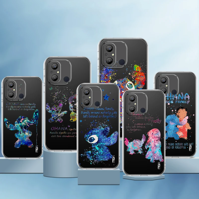 

Stitch Anime Ohana For Xiaomi Redmi 12C 11 A1 Plus 10 10X 9T 9C 9C 8 7 6 4G 5G Soft Silicone Transparent Phone Case Coque Capa