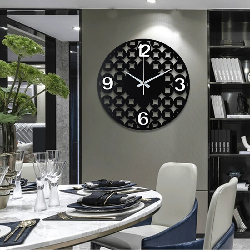 

Creativity Black Silence Wall Clocks Nordic Round Modern Simple Decorative Wall Clocks Abstract Horloge Fashion Decor EK50bgz