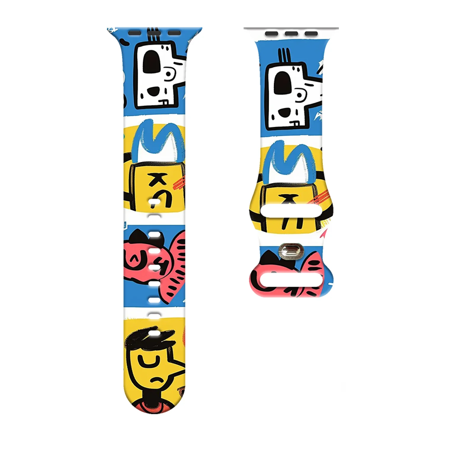 Ремешок с абстрактной росписью для Apple Watch 10 9 8 7 6 силиконовый ремешок сменный