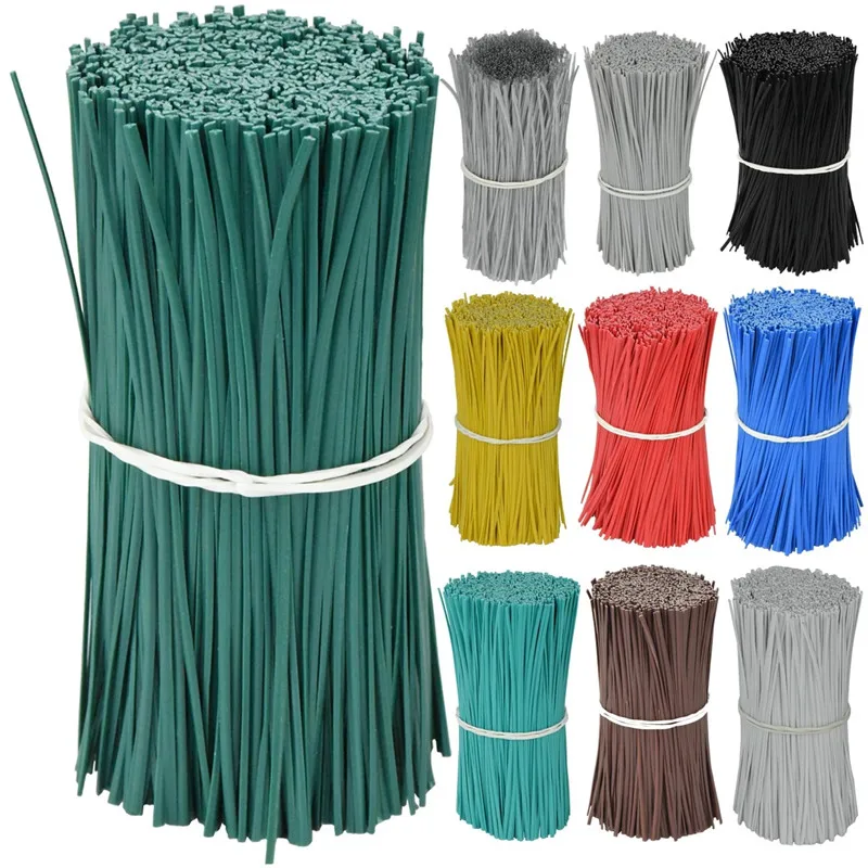 

100Pcs Gardening Cable Ties Reusable Oblate Iron Wire Twist Tie for Flower Plant Climbing Vines Multifunction Coated Fix Strings