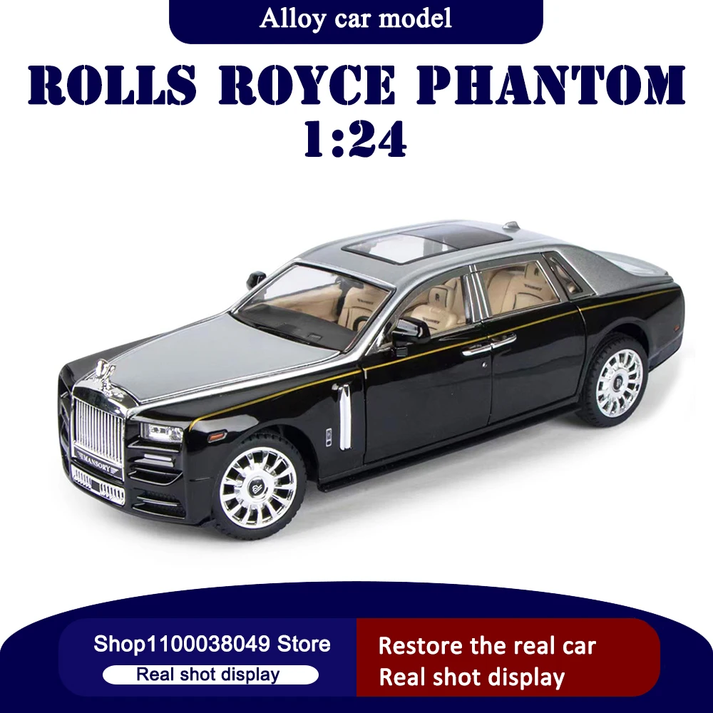 

Модель автомобиля из сплава в масштабе 1:24 Rolls Royce Phantom, модель автомобиля со звуком и светильник, литой и игрушечный автомобиль, Детская Игруш...