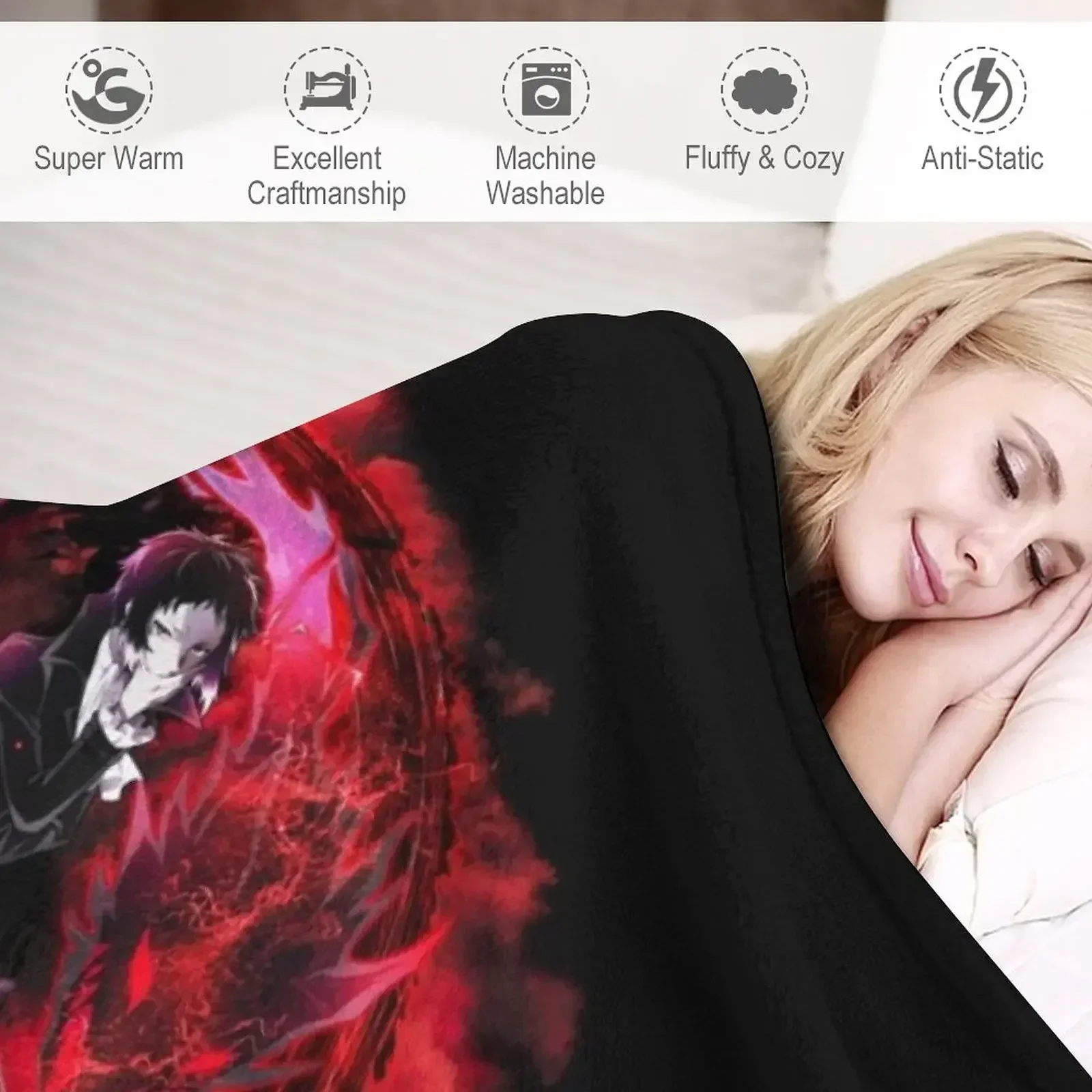 Akutagawa Ryuunosuke красное/черное плед забавный подарок теплые для зимы плюшевые одеяла