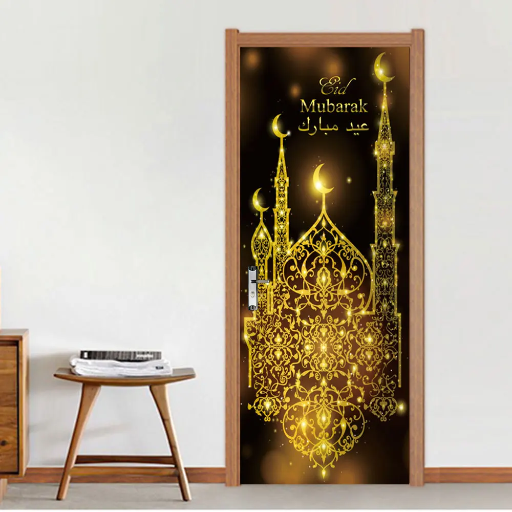 

Мусульманская культура Id Al Fitr наклейки ПВХ Дверь Декор наклейка роспись домашний Декор Аксессуары
