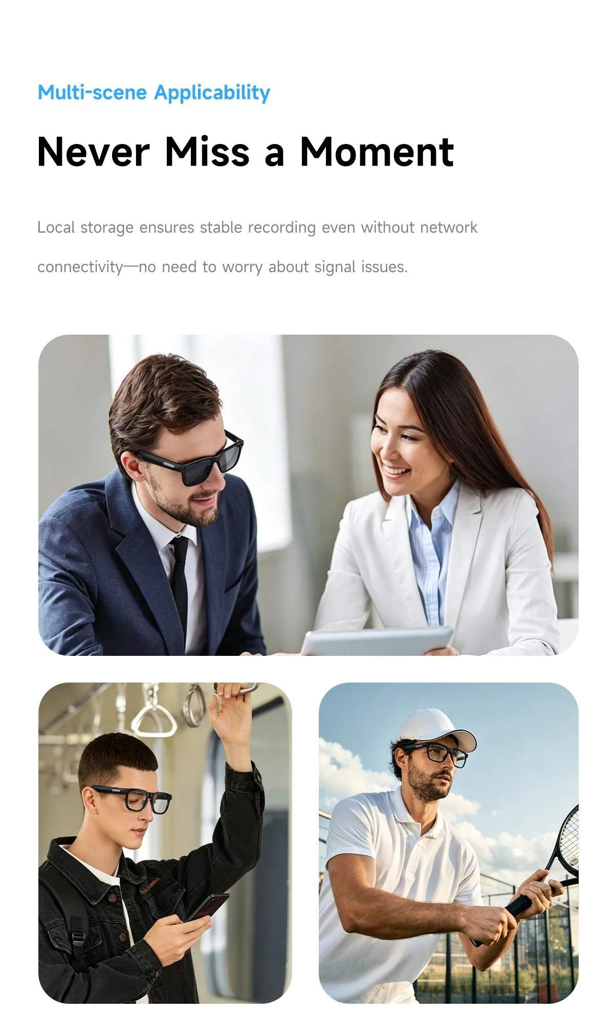 Фото Умные очки QINO Y05 с ИИ, 4K-камерой, Wi-Fi 6, голосовым помощником ИИ, Bluetooth-звонками, IMX386 13 МП, записью звука через открытые уши №5