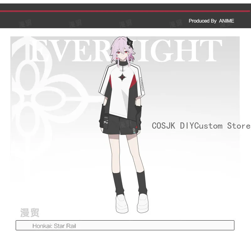 Фото Футболка и шорты для косплея по Honkai: Star Rail в стиле Game Evernight 2026, аниме-тематика, летняя студенческая коллекция, повседневная одежда №1