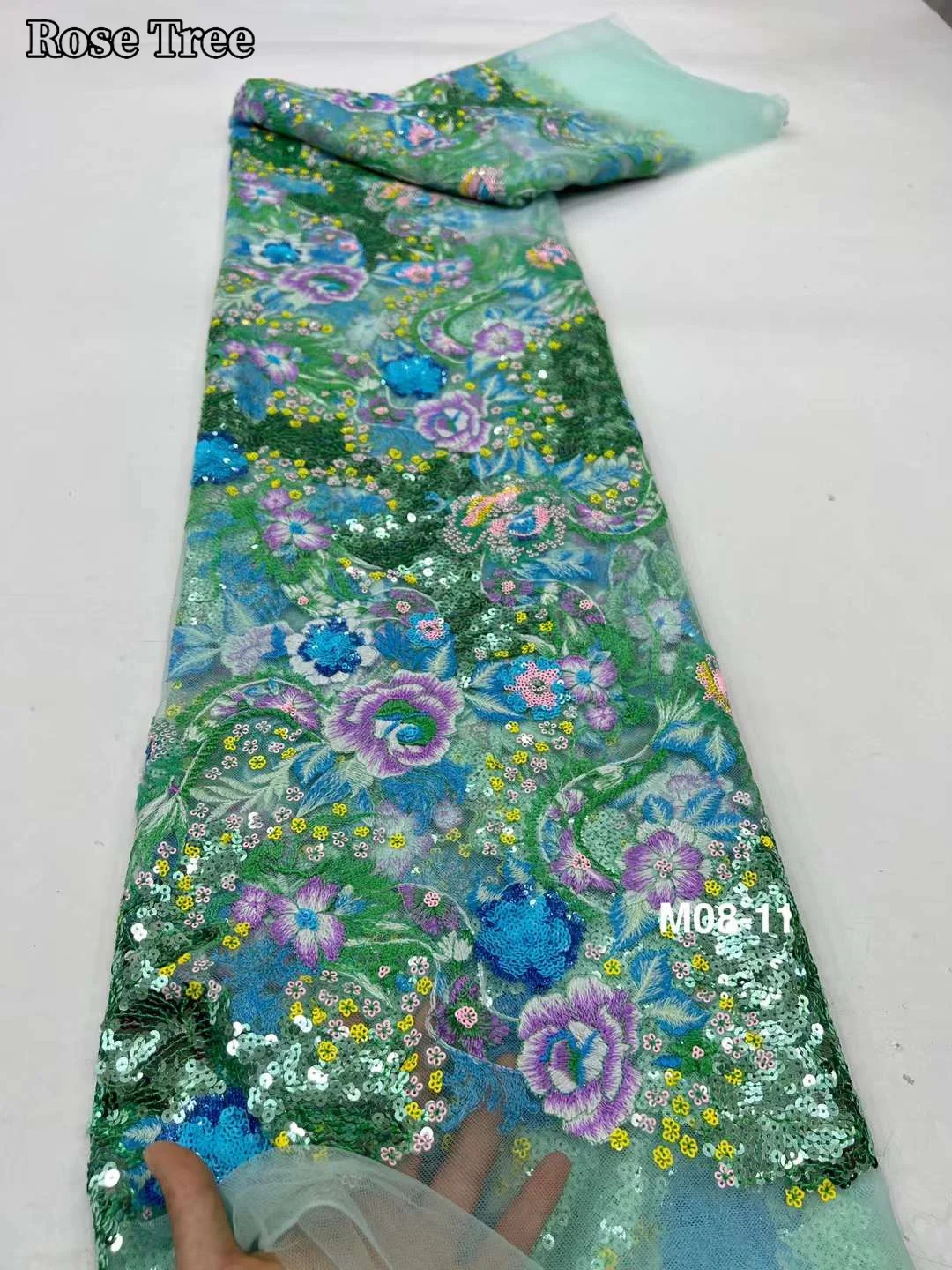 Роскошные африканские кружевные ткани 2024 бусин вышивка женское синее Тюлевое