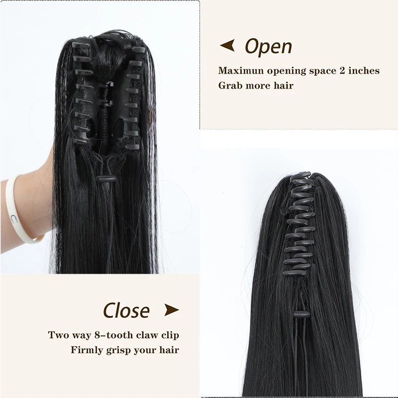 Длинные вьющиеся волнистые удлинители конского хвоста с зажимом для когтей