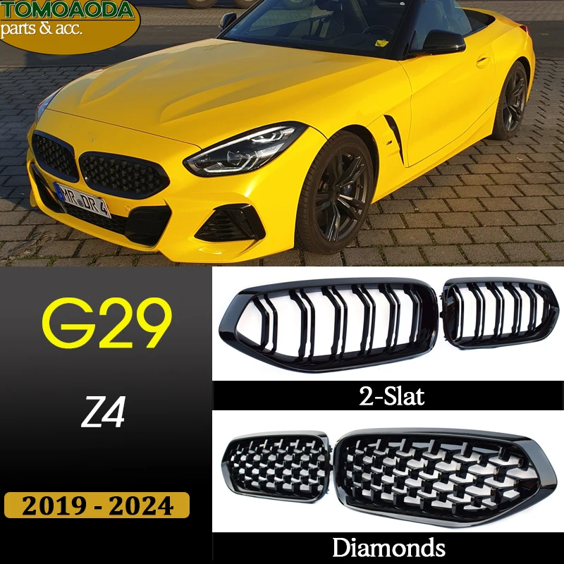 

High Gloss Black Replacement Front Bumper Diamonds Style Grill For BMW Z4 G29 2019 - 2024 Roadster M40i sDrive 25i