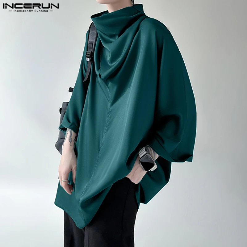 

Рубашка INCERUN мужская с воротником-хомутом, однотонная Свободная Повседневная Уличная одежда в Корейском стиле, с рукавом 3/4, модная Асимметричная, 2023