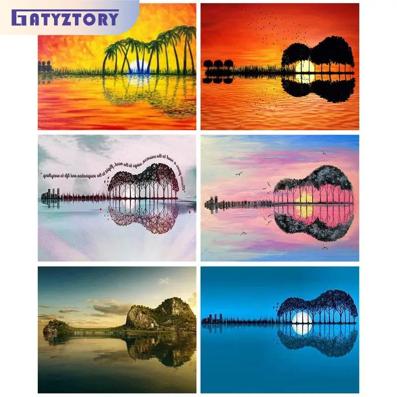 

GATYZTORY Oil Painting By Numbers With Frame Guitar Building For Adults Home Decor Diy Gift On Canvas Picture Coloring Handiwork
