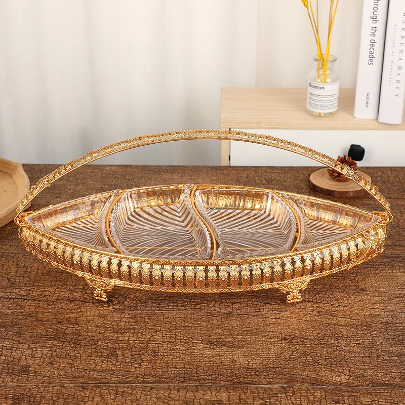 Золотая Высококачественная портативная корзина для фруктов в европейском стиле