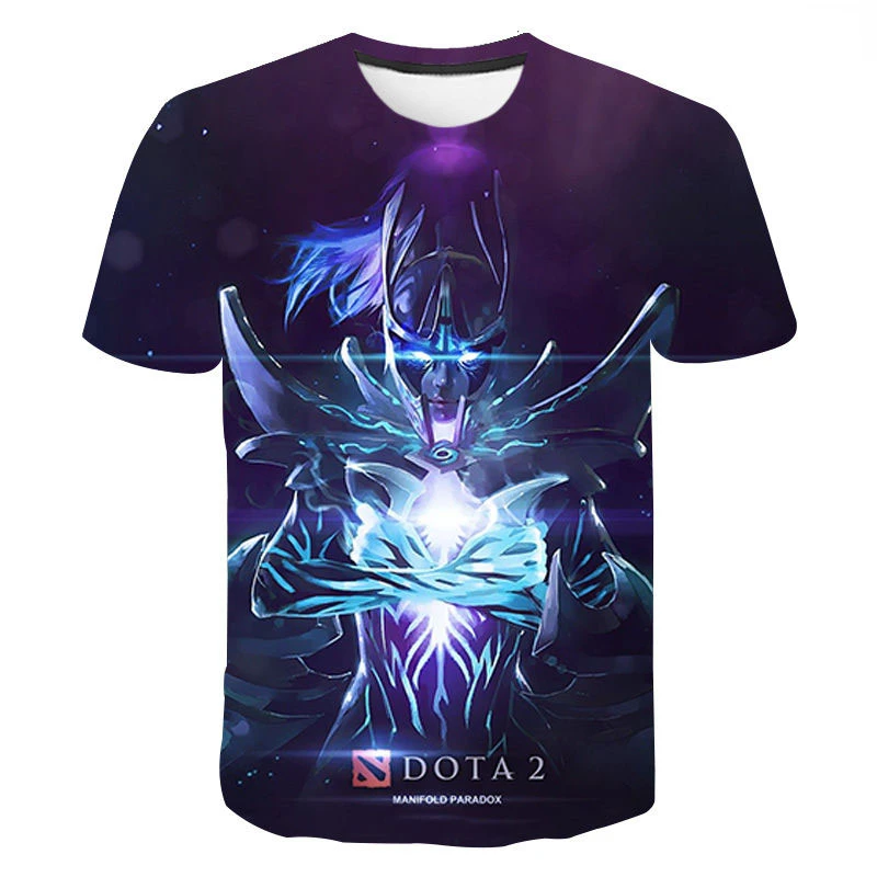 

Летняя футболка Dota с 2 рисунками, новая уличная одежда, забавная футболка для мальчиков и девочек, повседневные крутые Топы с коротким рукав...