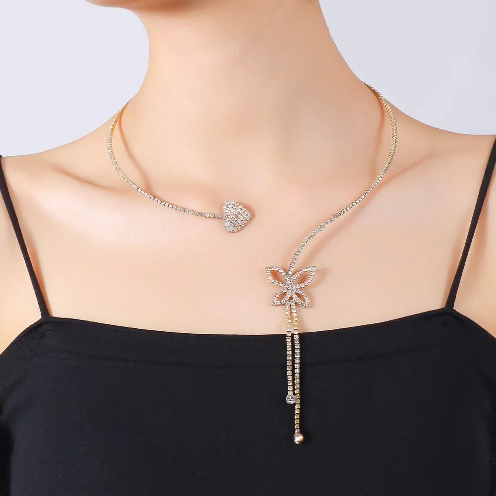 Новинка ожерелье-чокер с открытым воротником в виде сердечка и бабочки для