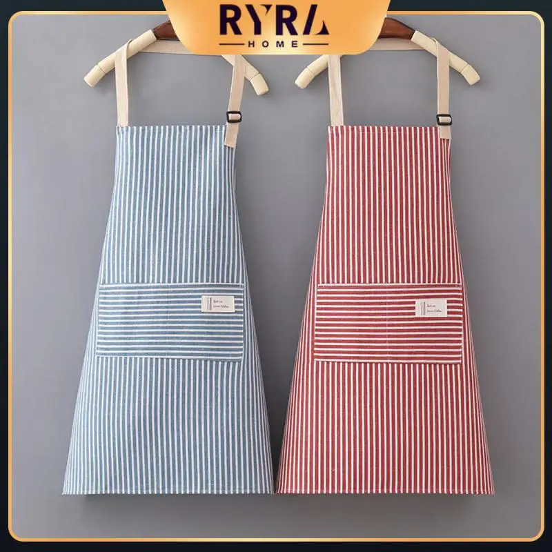 

Household Working Apron Vertical Stripe Kitchen Apron Restaurant Special Kitchen Cooking Hanging Neck Apron Home Cleaning Apron