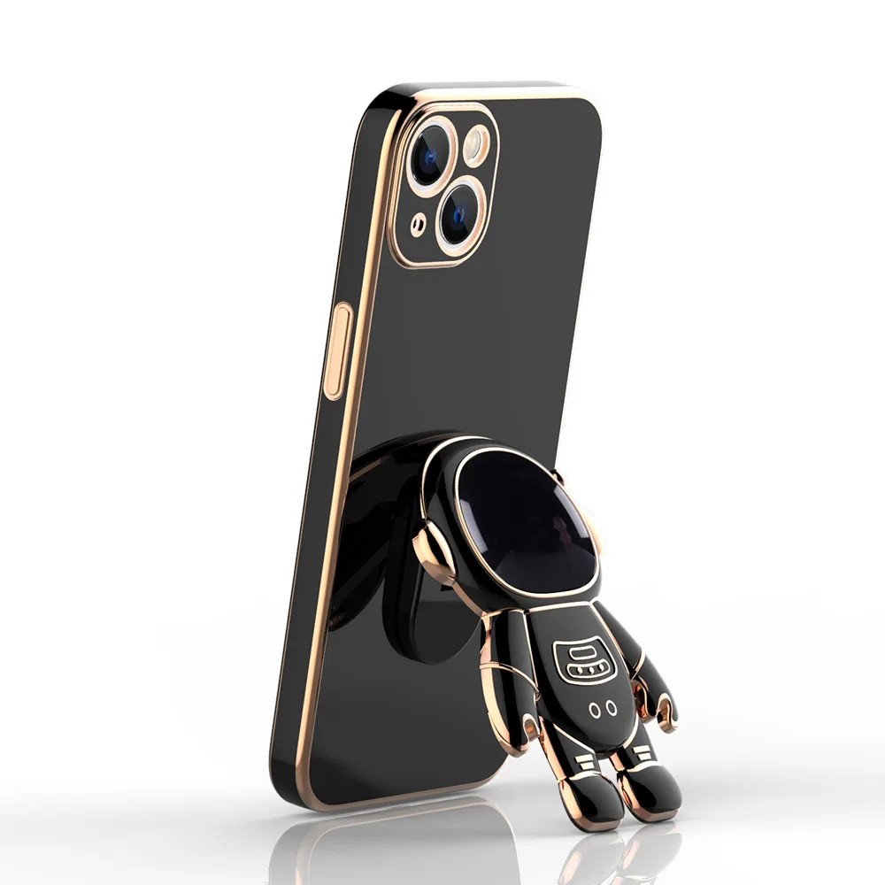 

Astronaut Holder Phone Case For IPhone 13 11 Pro Max Electroplate Back Case For Iphone 12 Pro XS Max SE 2020 XR X 7 8 Plus Cover