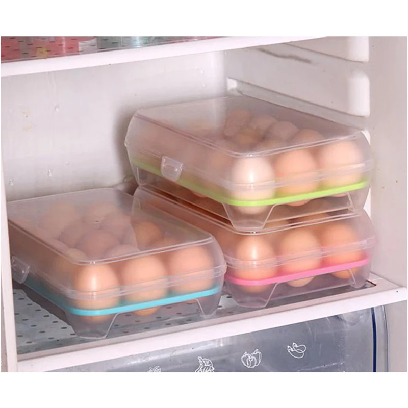 

Portable Fresh Keeping 15 Grid Transparent Egg Refrigerator Storage Outdoor Anti-collision Plastic Egg Box Food Container Home