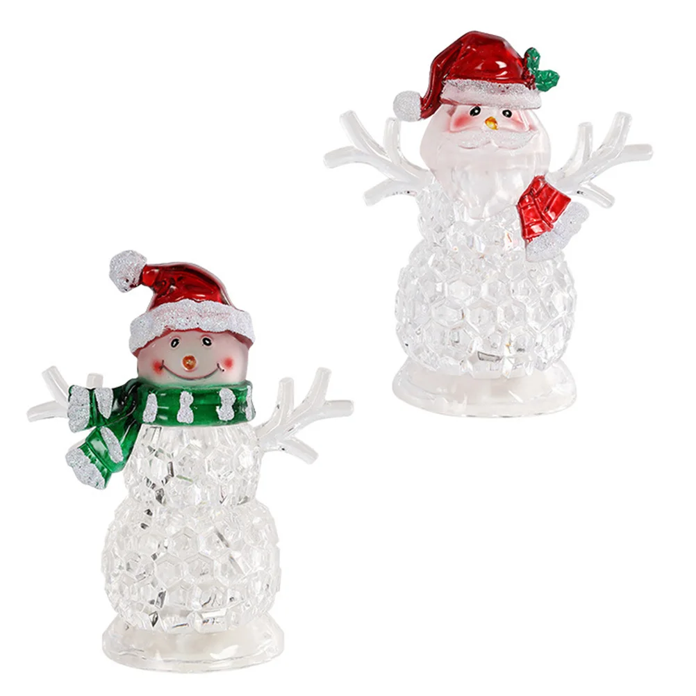 

2Pcs Christmas Electronic LED Lights Ice Snowman Small Lights Table Ornaments